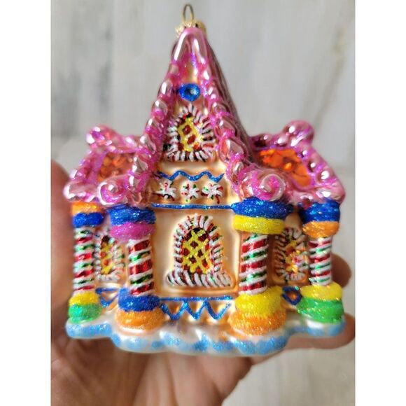 Radko gingerbread house ornament pink sparkle glitter - Picture 5 of 6